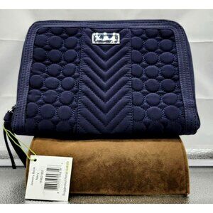Vera Bradley Navy Quilted Jewlery Travel Organizer Multiple Compartments Cosmeti